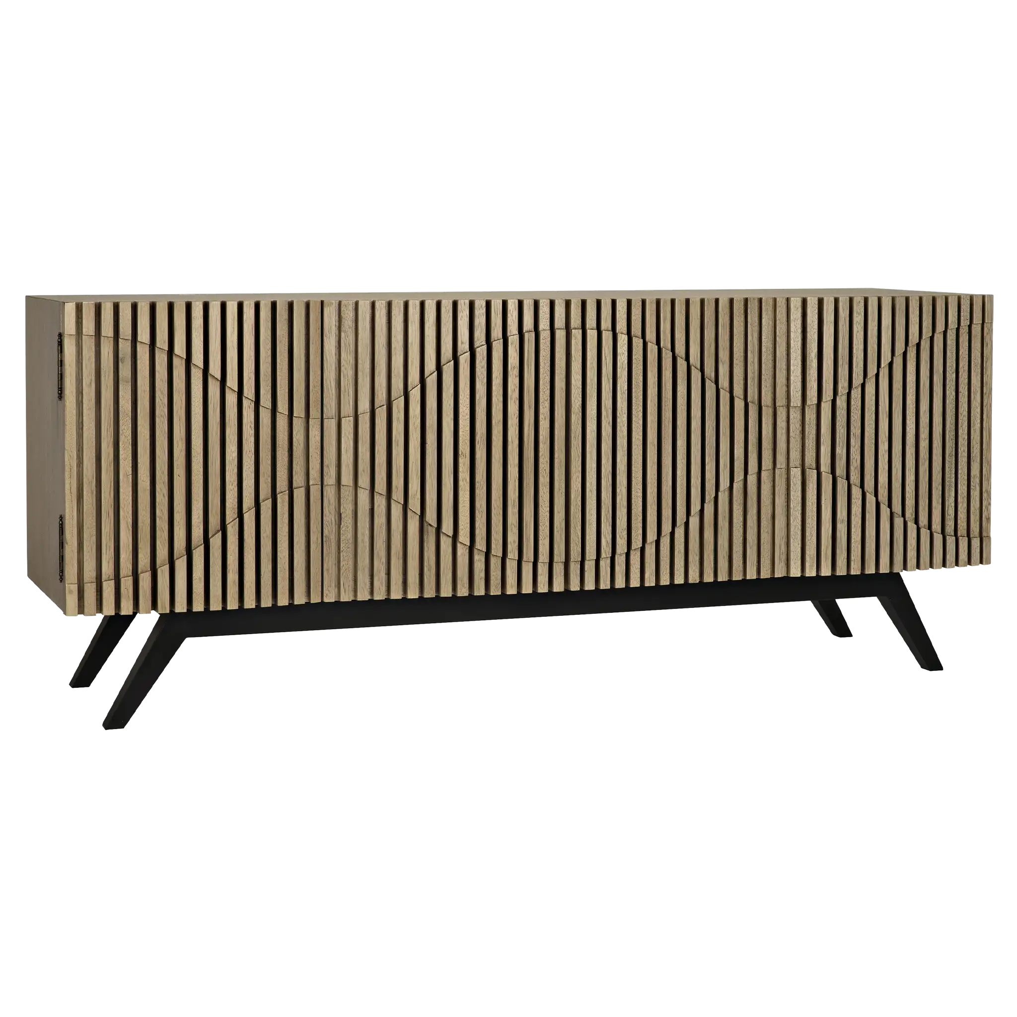 Illusion Sideboard with Iron Base, Bleached Walnut in Bleached Walnut w/ Matte Black Frame — Noir Furniture