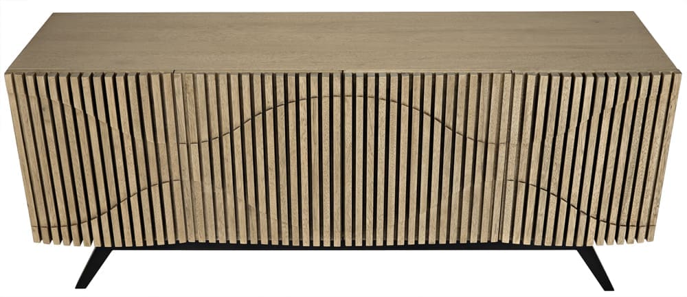 Illusion Sideboard with Iron Base, Bleached Walnut in Bleached Walnut w/ Matte Black Frame — Noir Furniture
