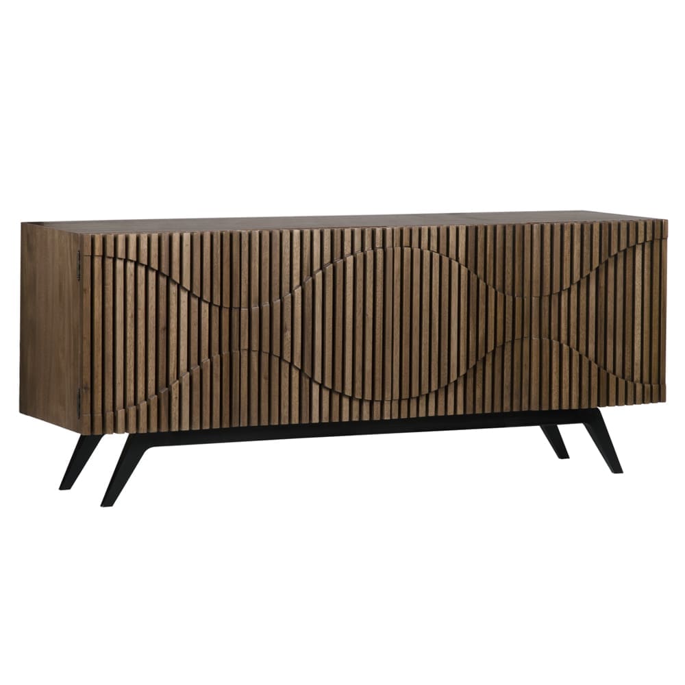 Illusion Sideboard with Iron Base, Dark Walnut in Dark Walnut w/ Matte Black Frame — Noir Furniture