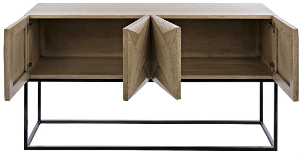 Zurich Console, Bleached Walnut with Iron in Bleached Walnut — Noir Furniture