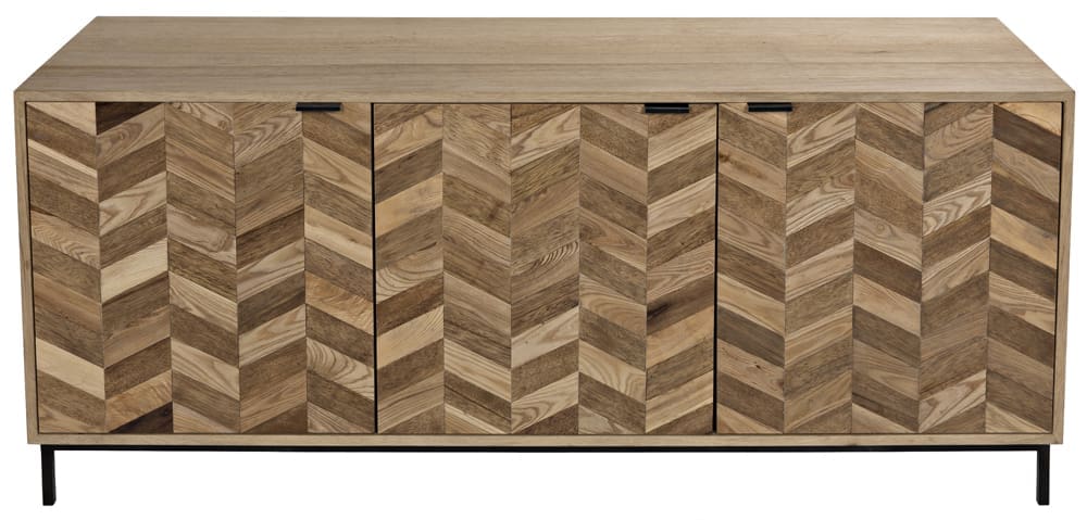 Herringbone Sideboard in Dark Walnut and Washed Walnut w/ Matte Black Base — Noir Furniture