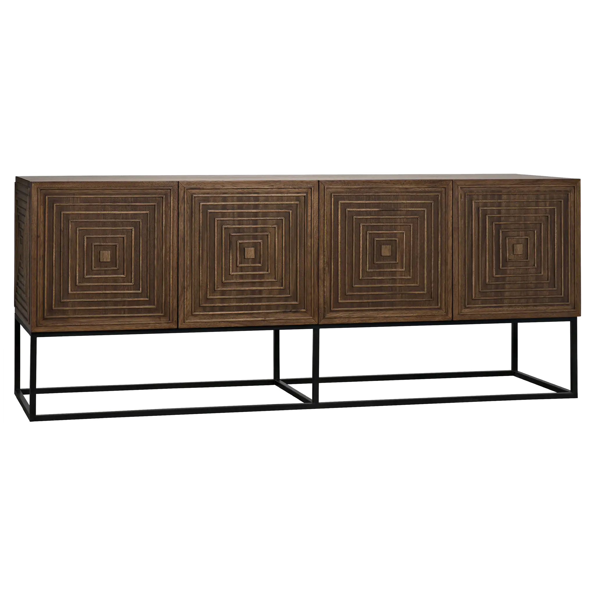Lanon Sideboard with Iron Base, Dark Walnut in Dark Walnut w/ Matte Black Base — Noir Furniture