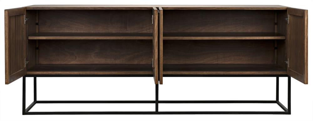 Lanon Sideboard with Iron Base, Dark Walnut in Dark Walnut w/ Matte Black Base — Noir Furniture