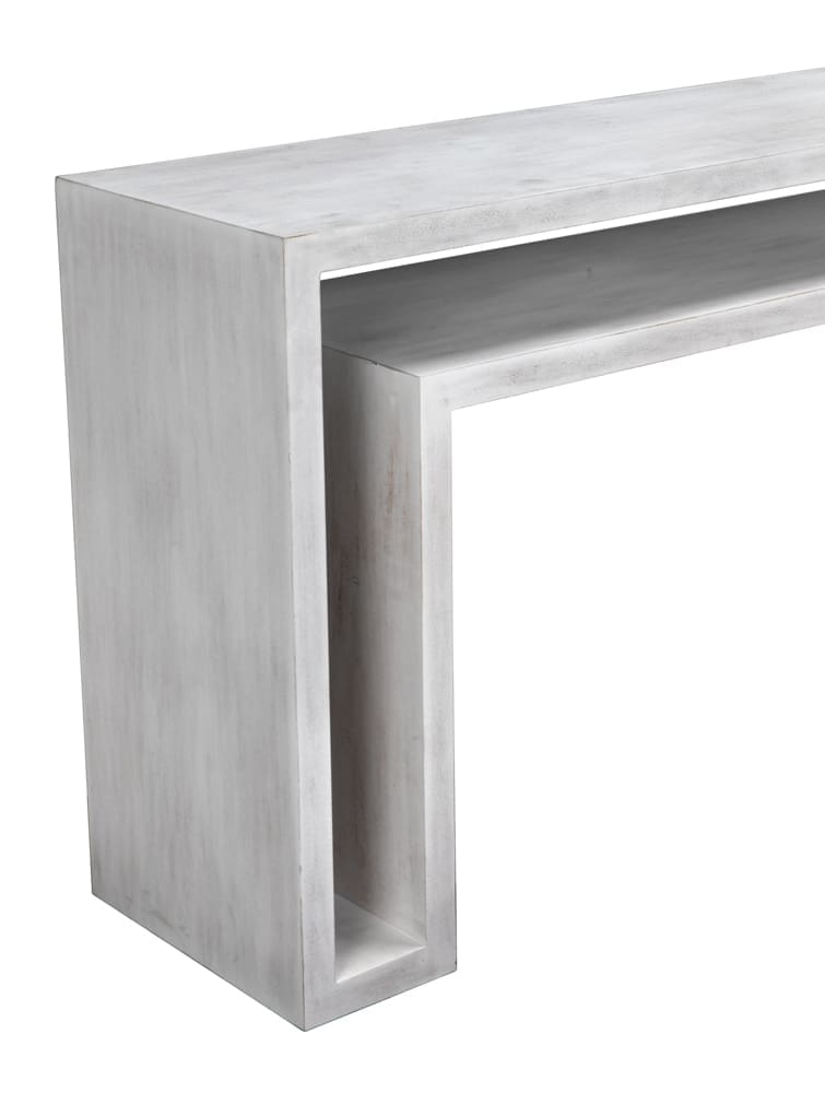Caine Console, WH in White Wash — Noir Furniture