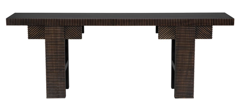 Nabu Console, Hand Rubbed Black with Light Brown Trim in Hand Rubbed Black with Light Brown Trim — Noir Furniture