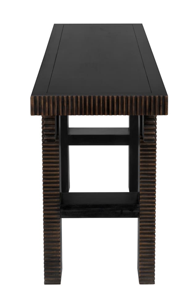 Nabu Console, Hand Rubbed Black with Light Brown Trim in Hand Rubbed Black with Light Brown Trim — Noir Furniture