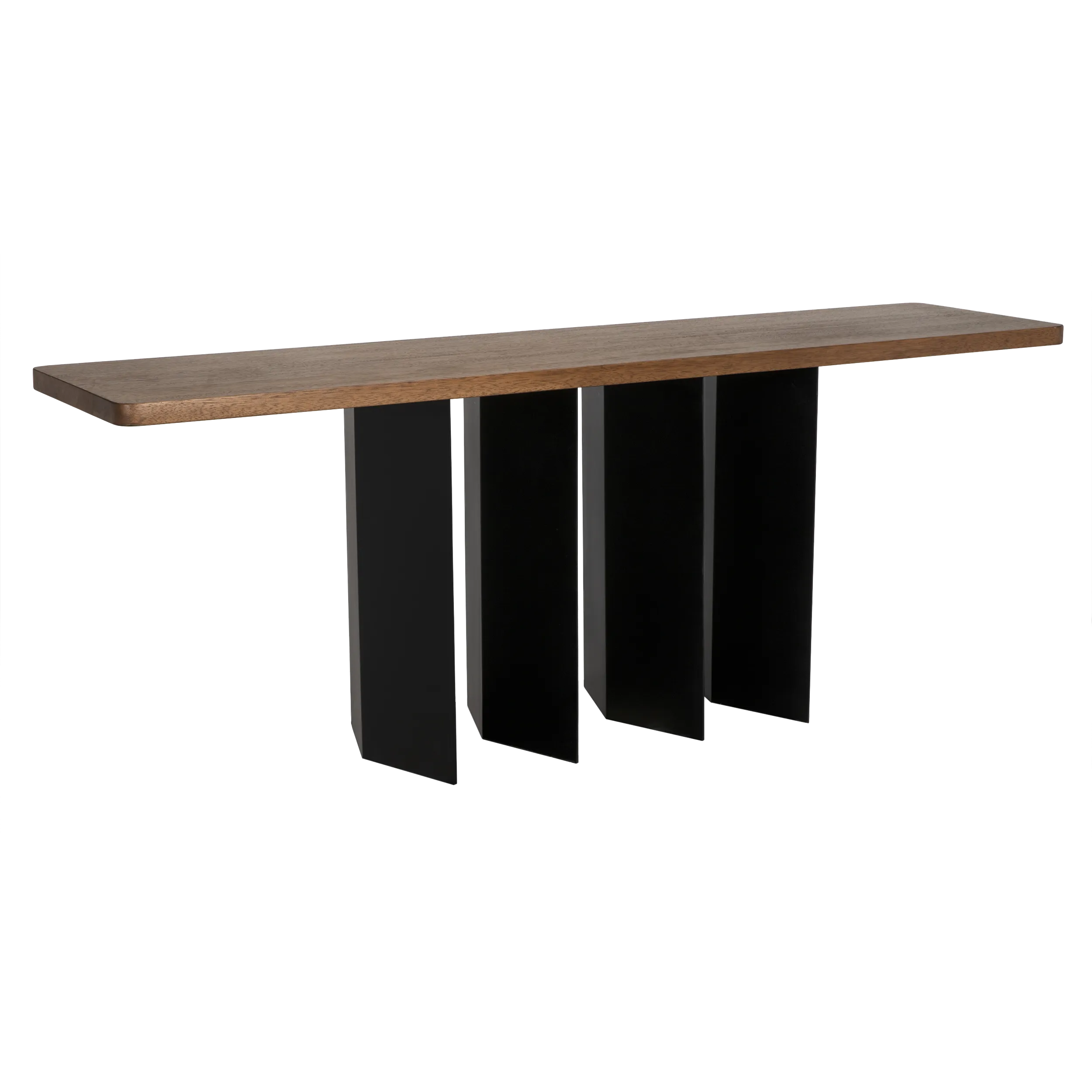 Delta Console with Metal Base in Dark Walnut — Noir Furniture