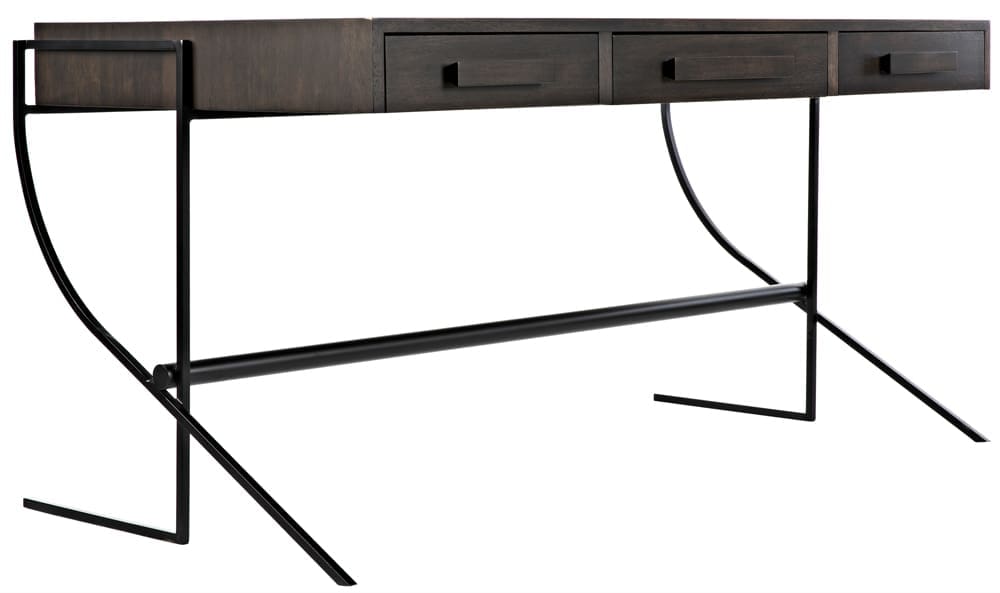 Frank Desk, Ebony Walnut with Iron in Ebony Walnut w/ Matte Black Base — Noir Furniture