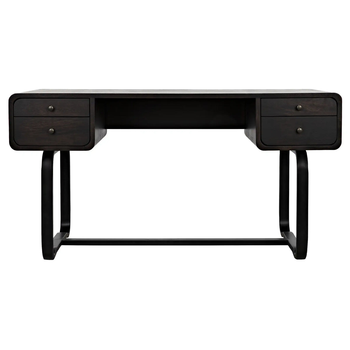Voltes Desk, Ebony Walnut with Black Iron