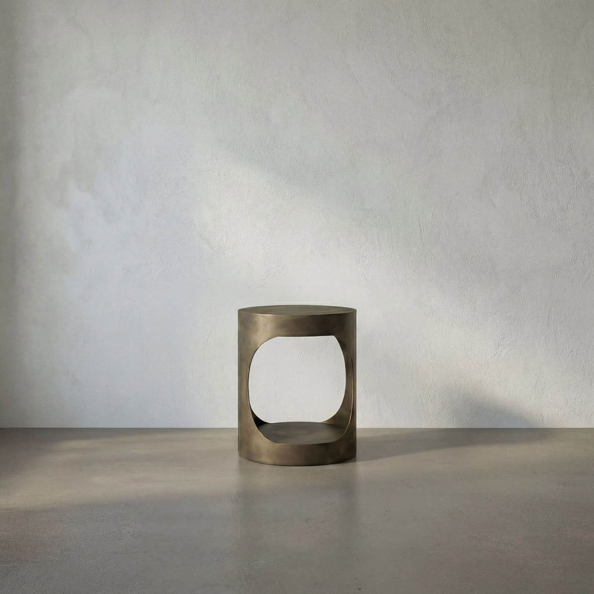 Eclipse Round Side Table, Metal with Aged Brass Finish