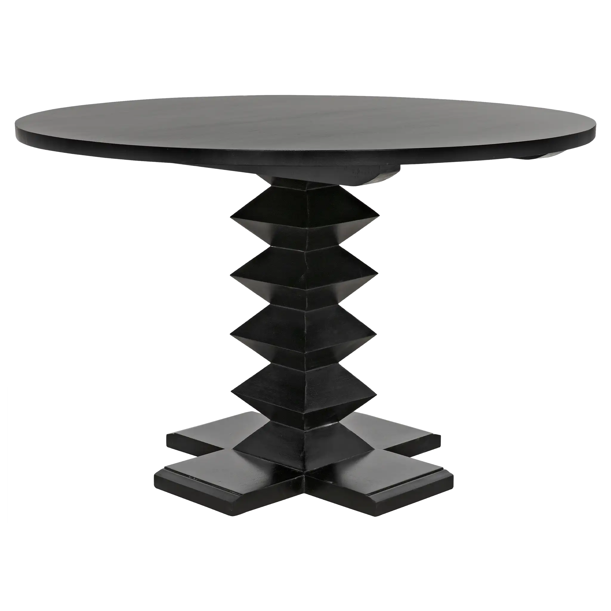 Zig-Zag Dining Table, 48″ Diameter, Hand Rubbed Black