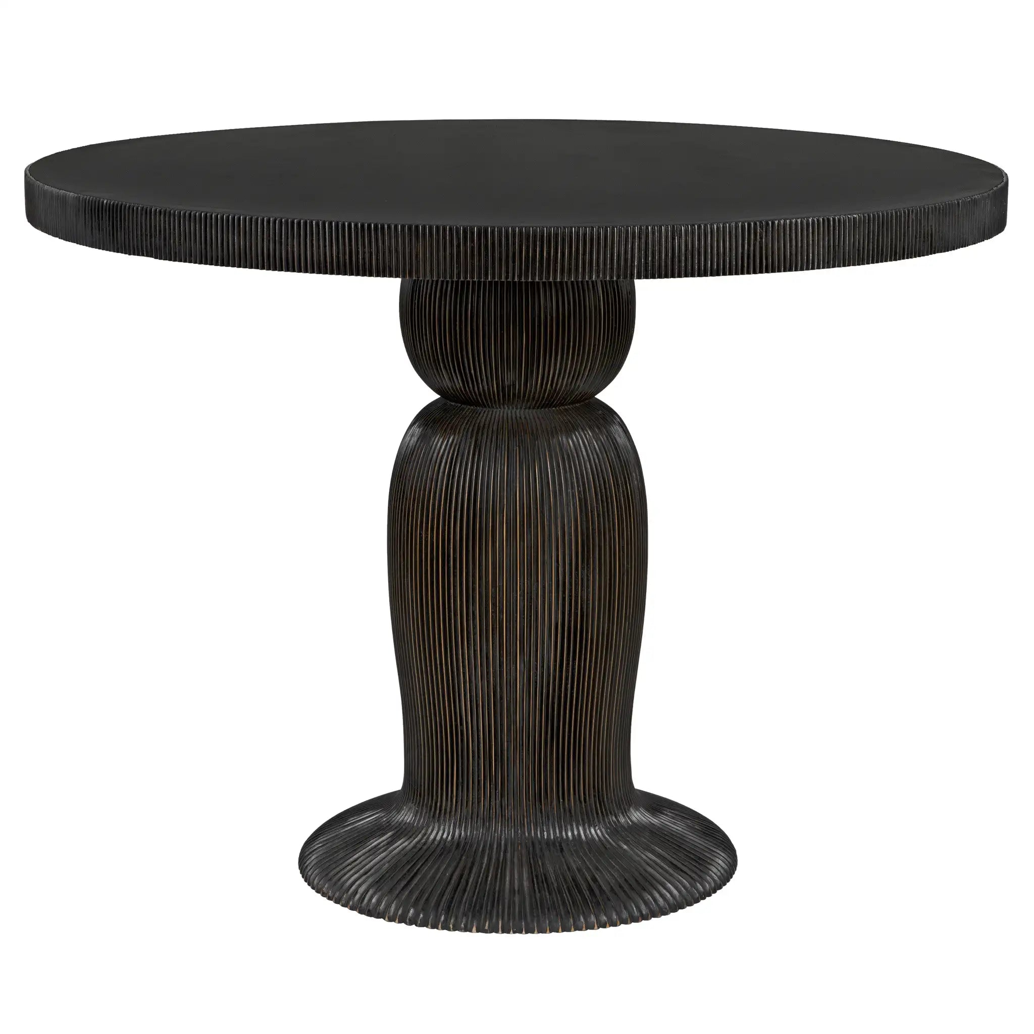Portobello Dining Table, Hand Rubbed Black with Light Brown Trim