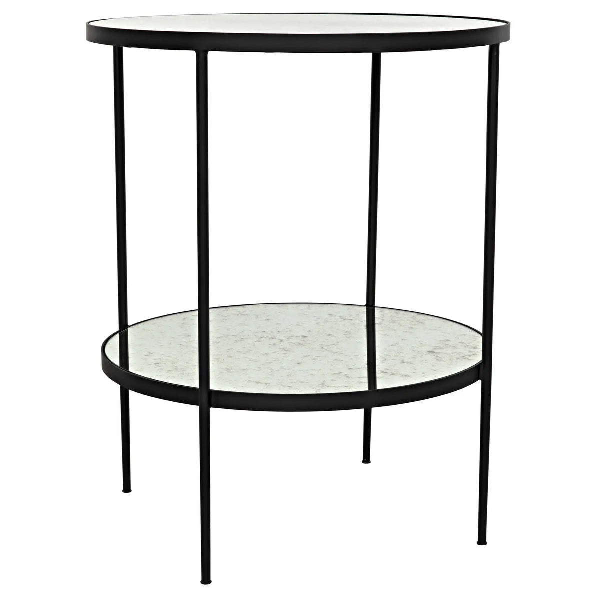 Anna Side Table, Black Iron with Antiqued Mirror