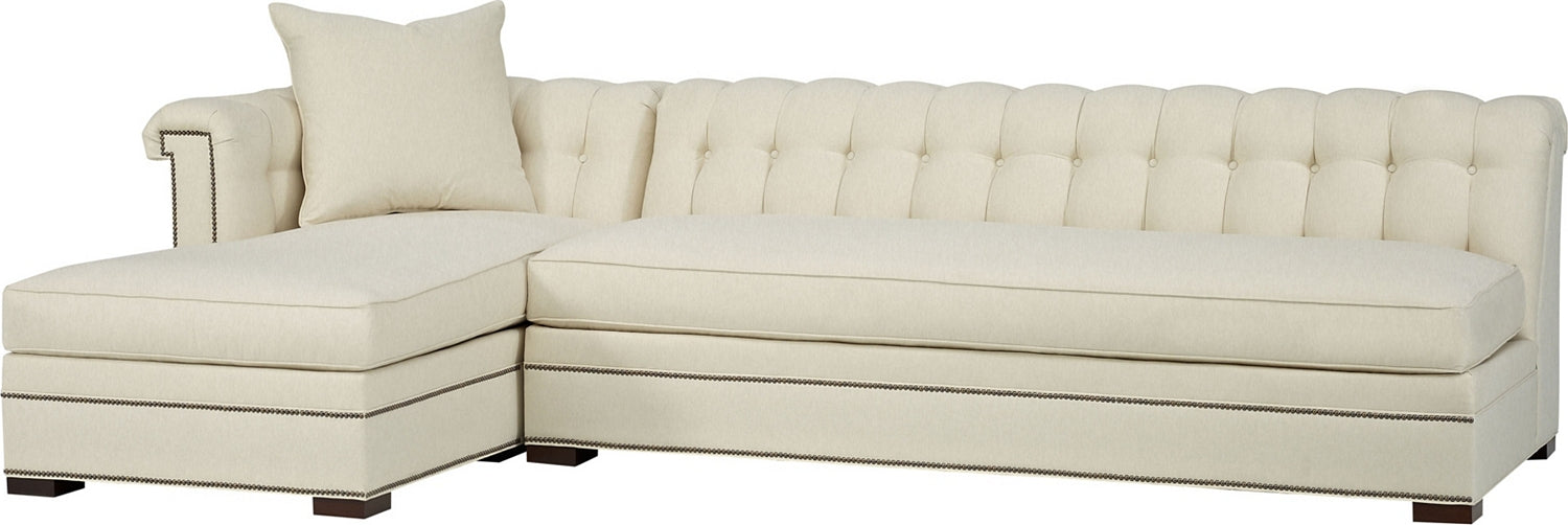 KENT TUFTED SECTIONAL LAF CHAISE in Mahogany Solids - Hickory Chair
