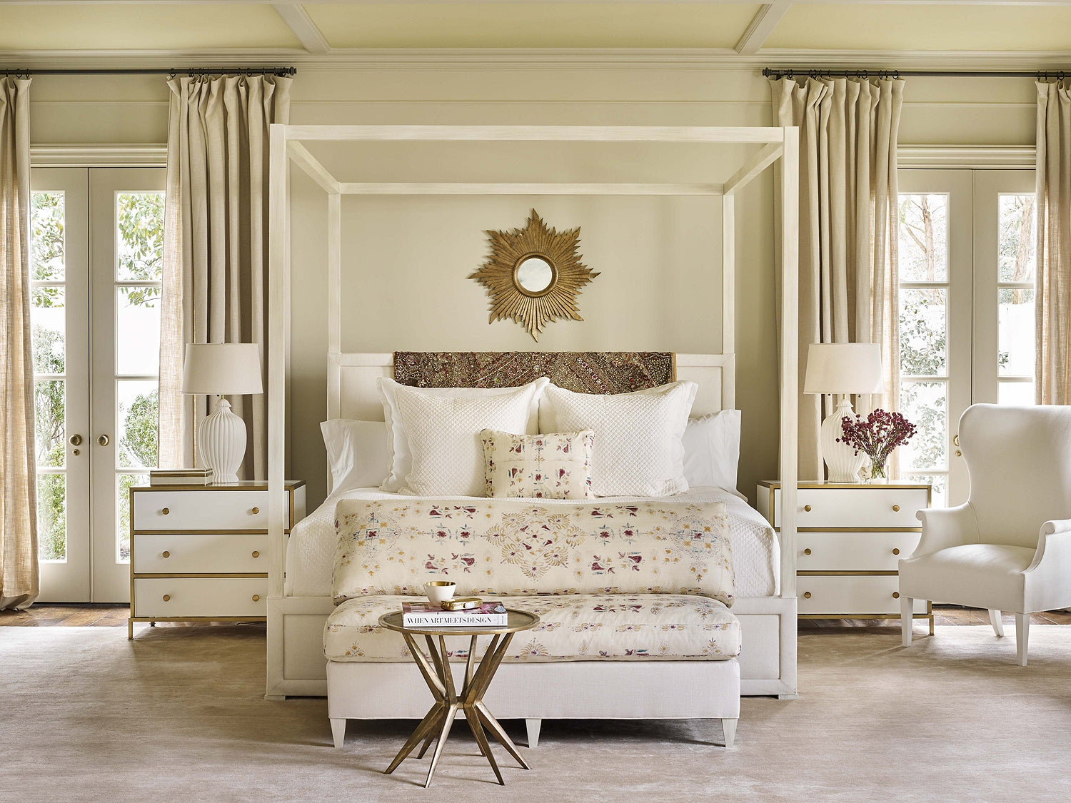 EDEN ACCENT TABLE in Mahogany Veneers, Brass - Hickory Chair