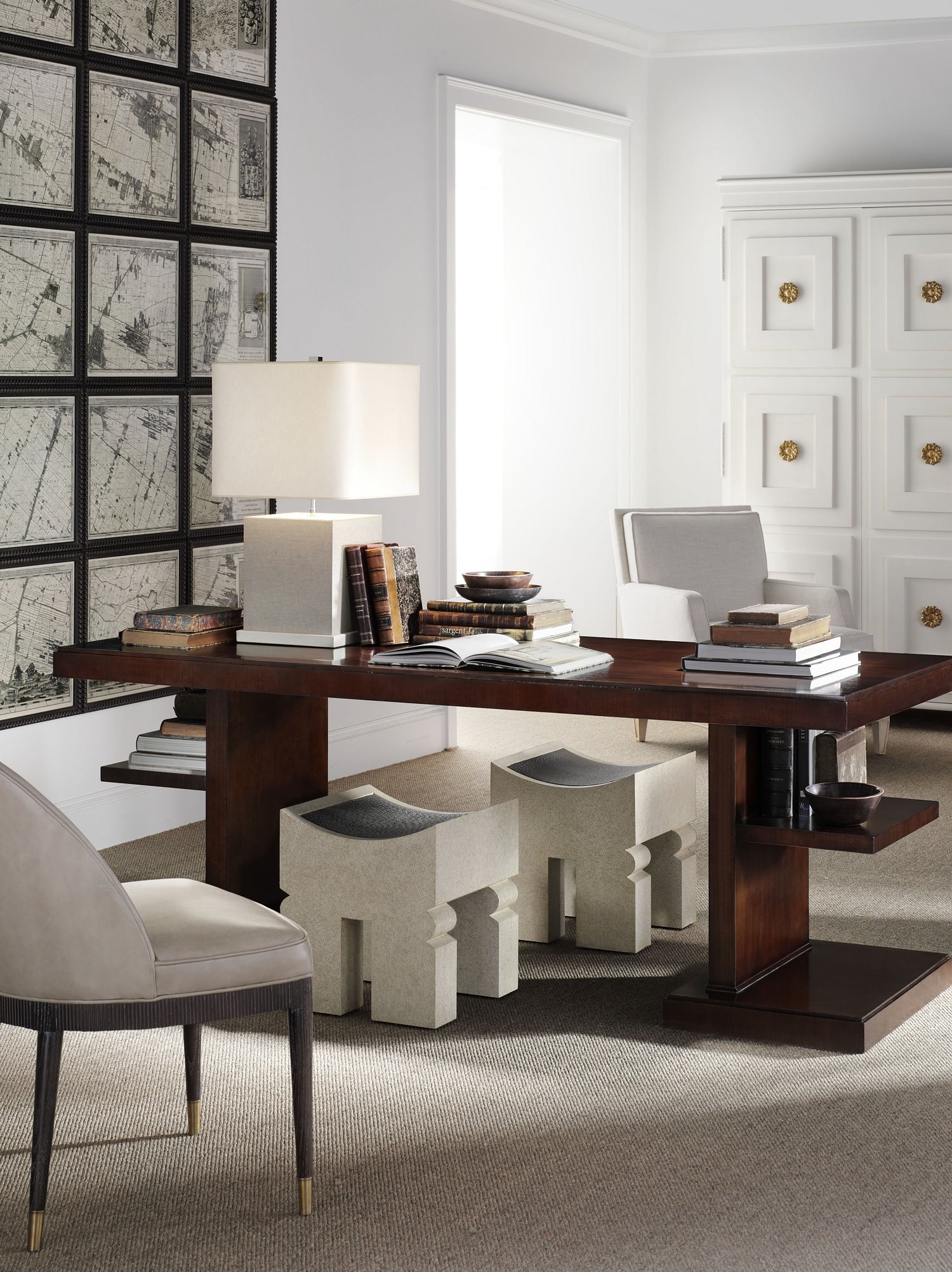 Dalton Library Table in Ash Veneers, Ash Solids - Hickory Chair