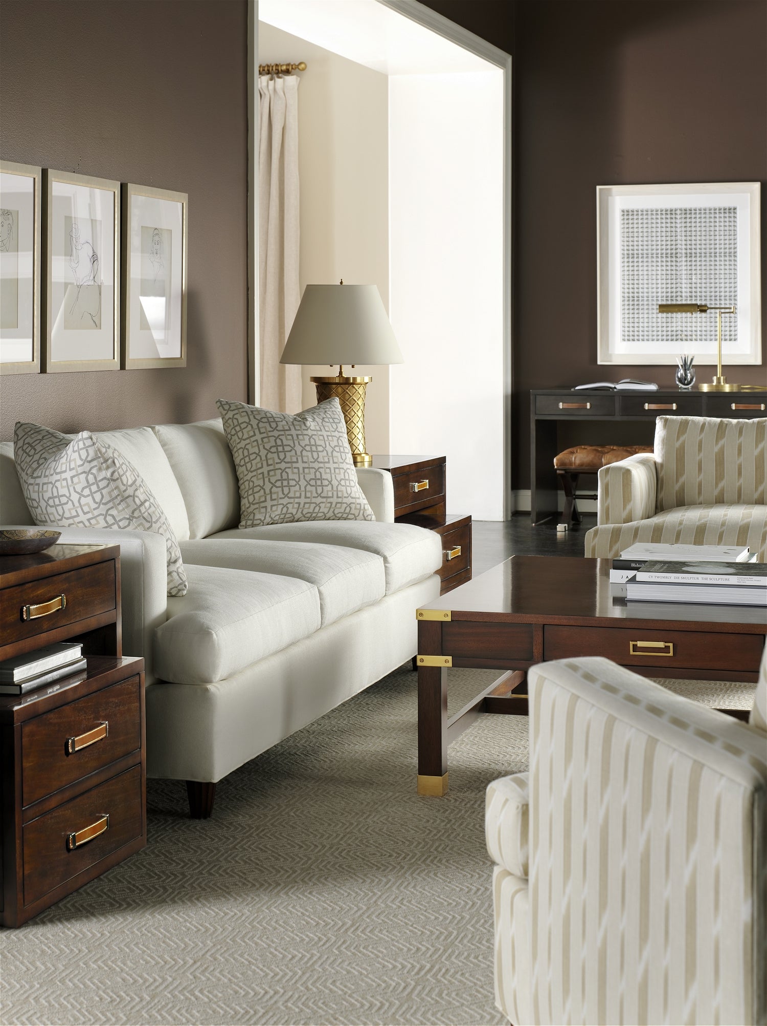 HARRISON THREE-DRAWER DESK in Primavera Veneers, Maple Solids - Hickory Chair