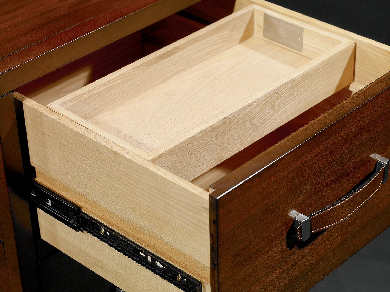 HARRISON THREE-DRAWER DESK in Primavera Veneers, Maple Solids - Hickory Chair