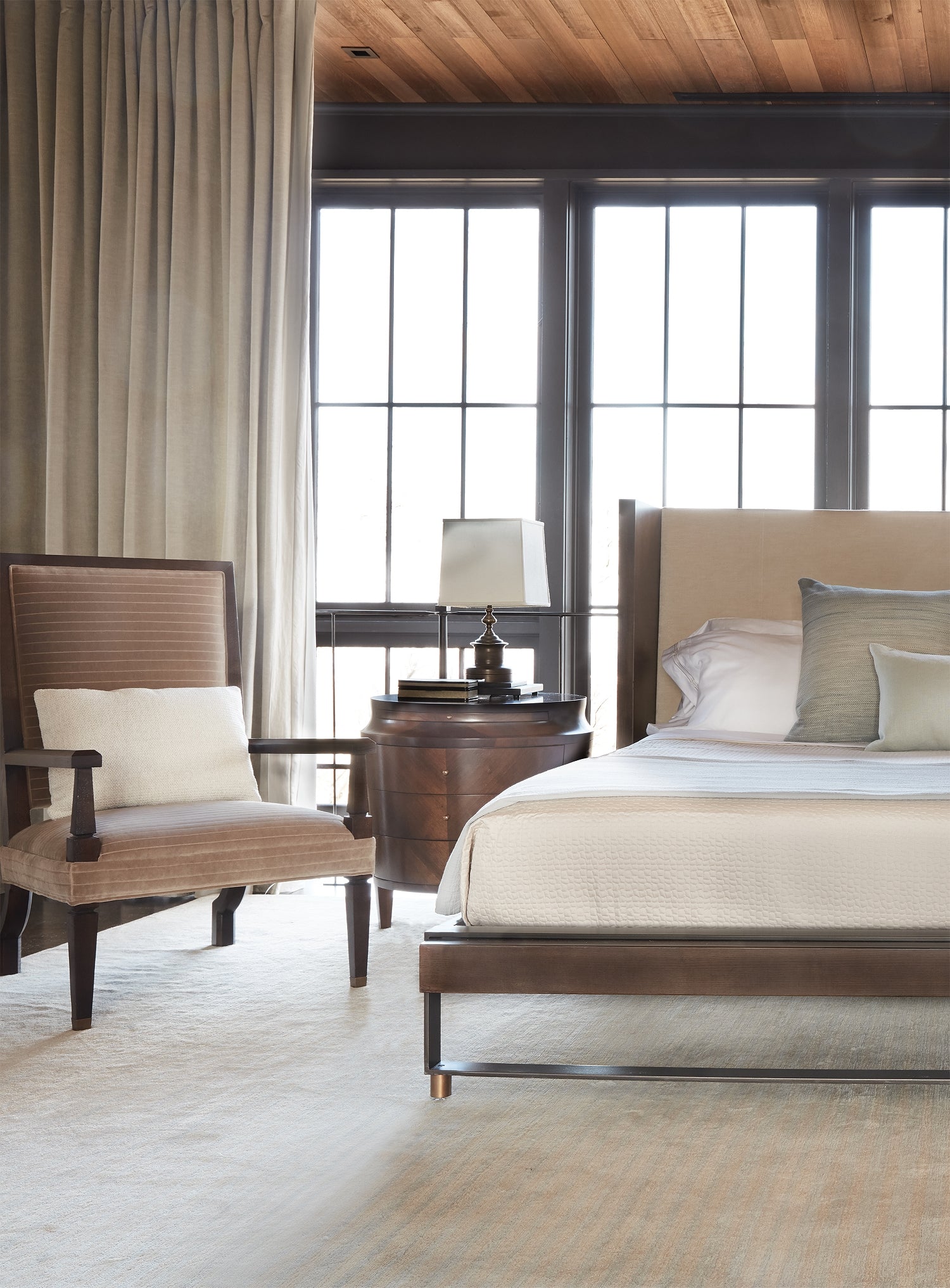 SCALLOPED SIDE TABLE / NIGHTSTAND in Walnut Veneers, Walnut Solids - Hickory Chair