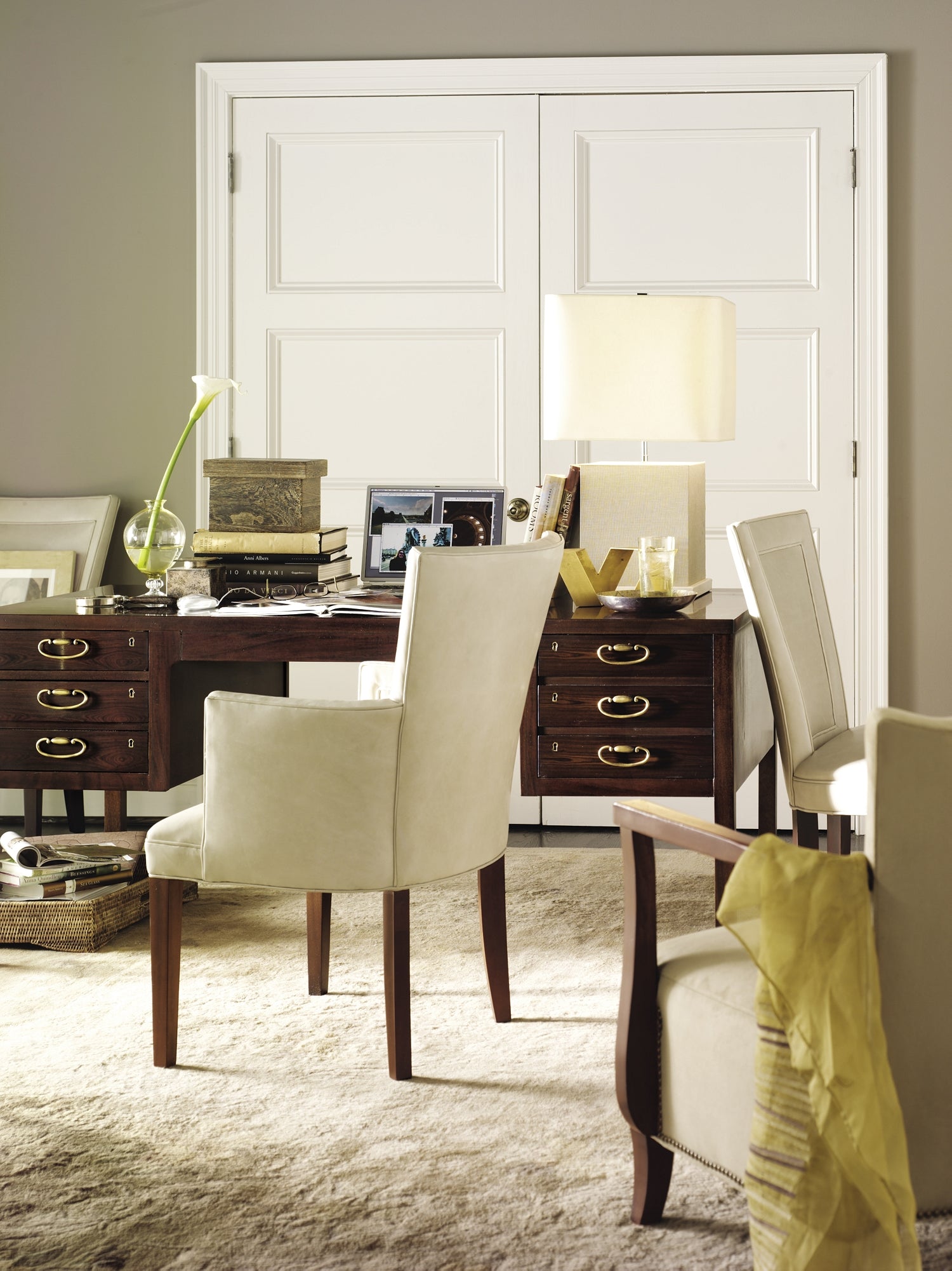 JASPER WRITING DESK in Santos Rosewood Veneers, Mahogany Solids - Hickory Chair