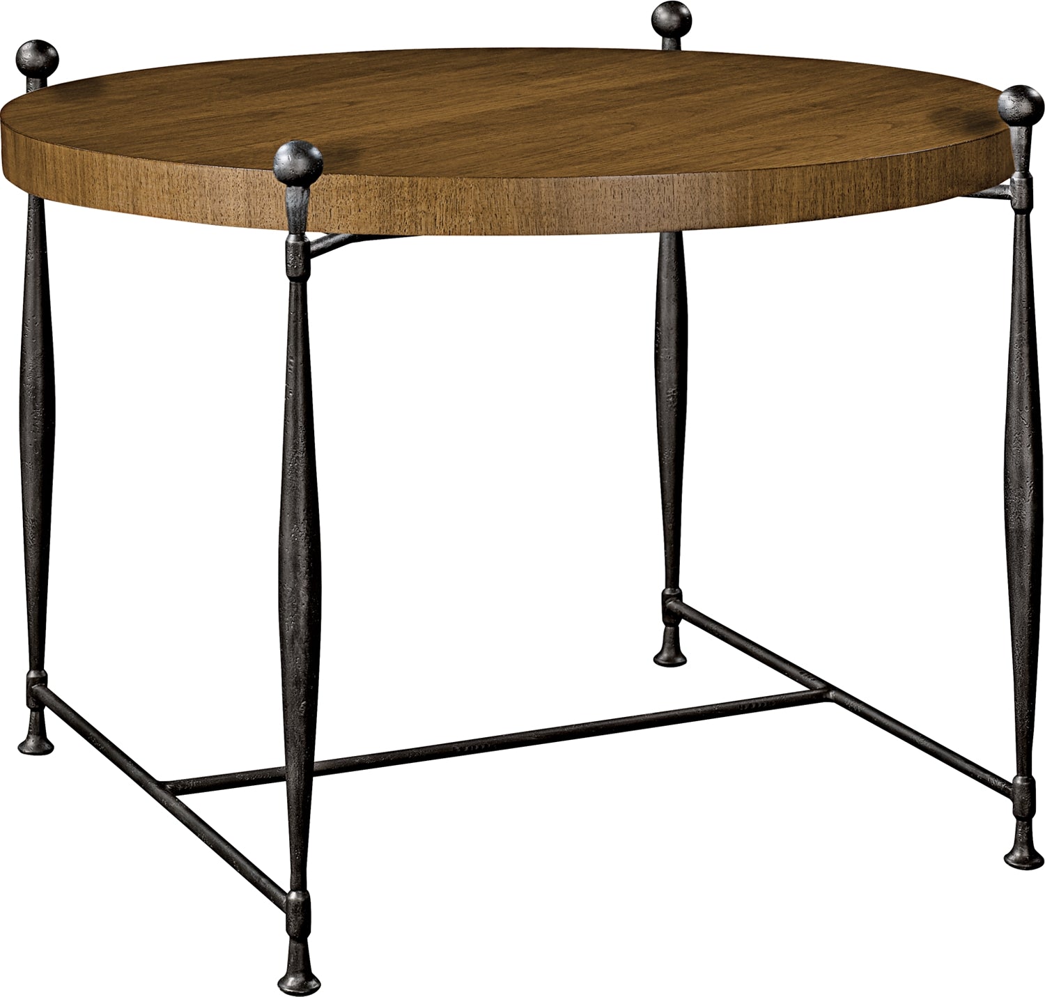 IONIA SIDE TABLE WITH ROUND WOOD TOP in Walnut Veneers, Walnut Solids, Iron - Hickory Chair