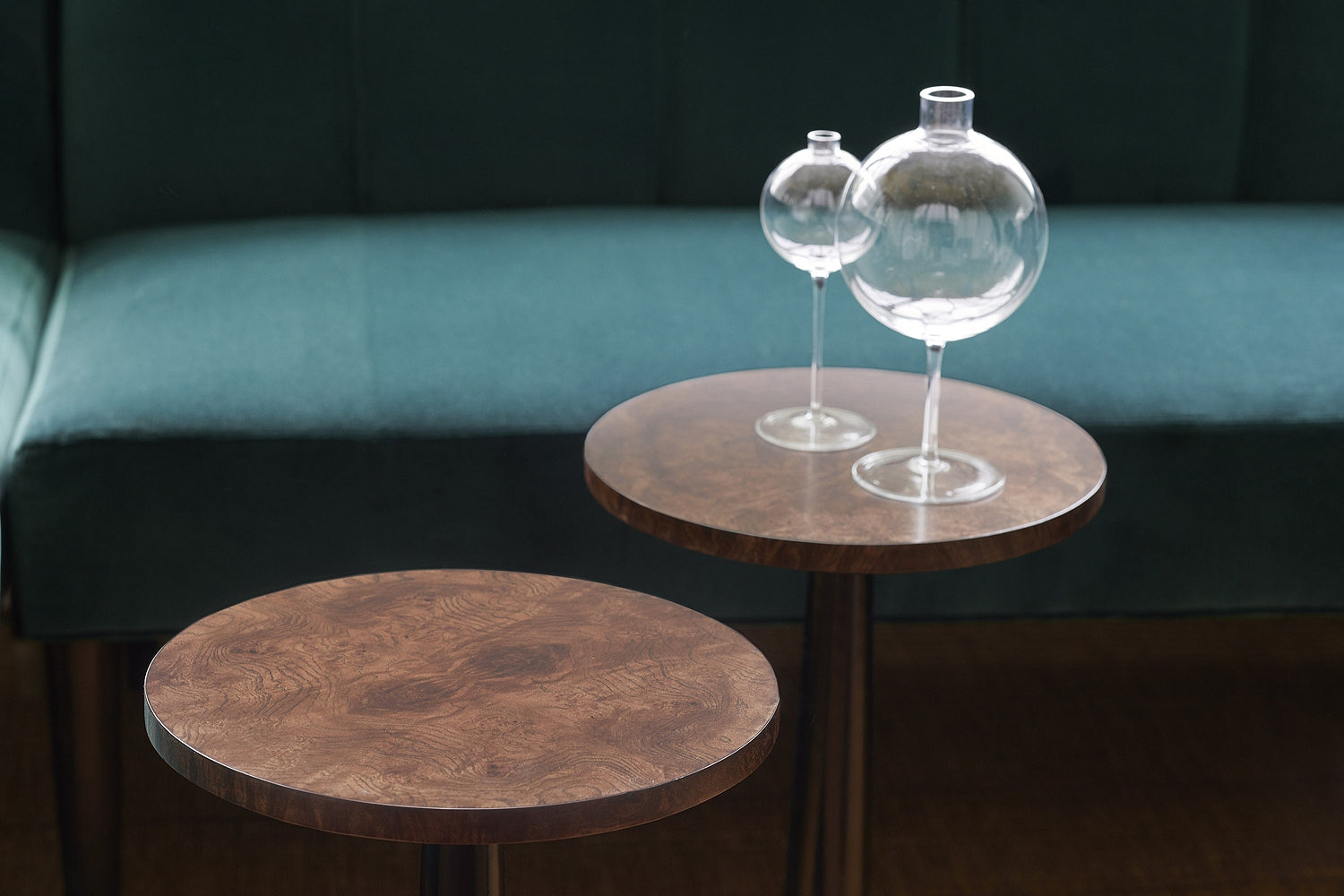 PERRIN SPOT TABLE in Olive Ash Burl Veneers, Maple Solids, Composite Materials - Hickory Chair