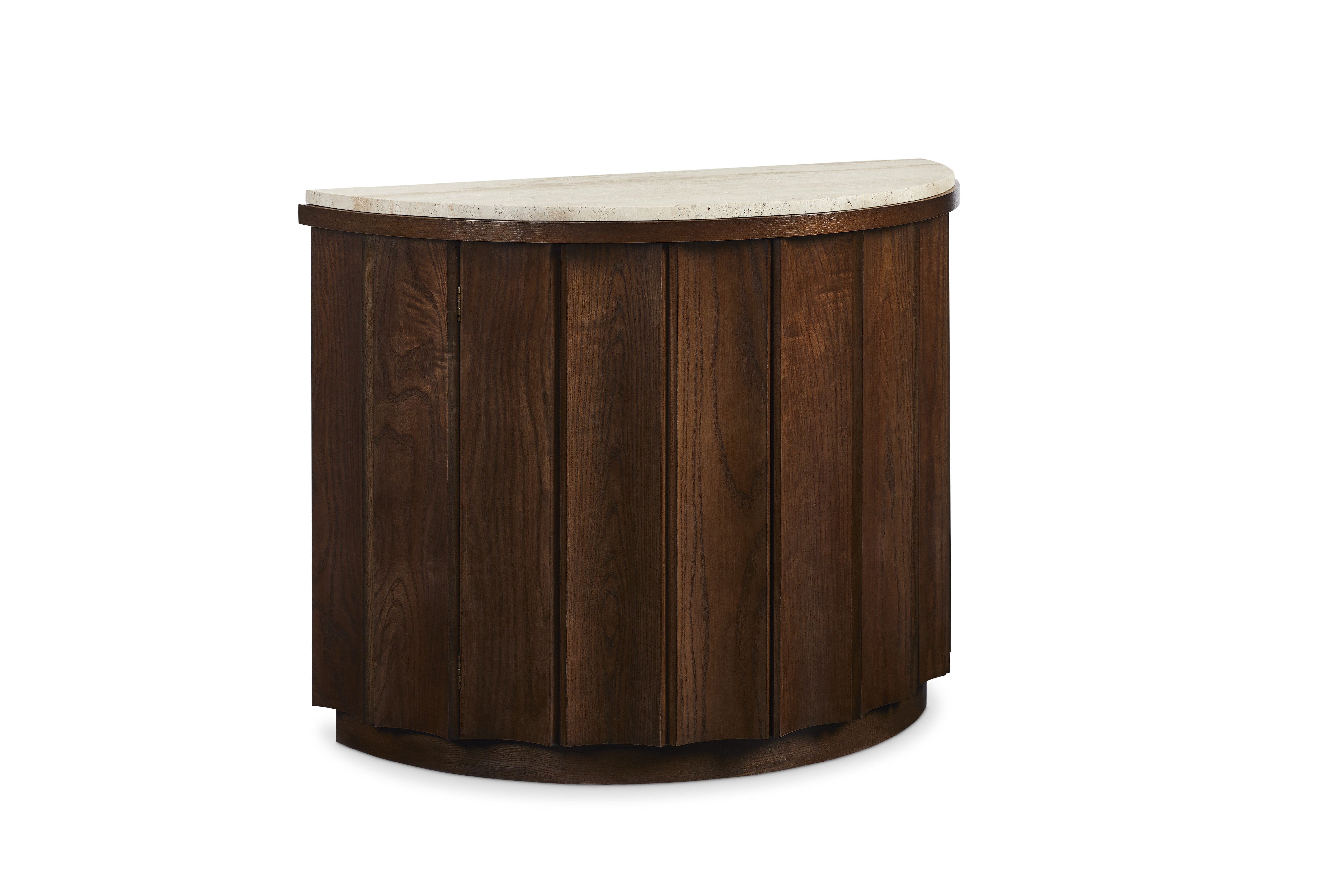 Bridgeton Demilune Chest With Travertine Top