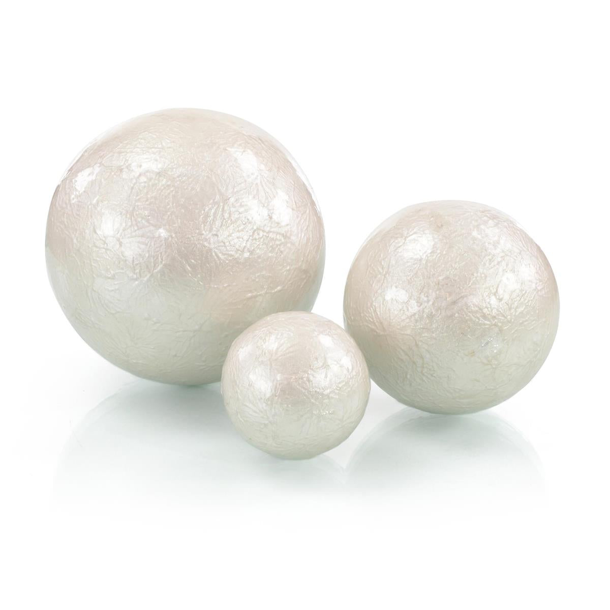 White Pearlized Balls, Set of 3 – Art by John Richard | Sutter & Vale