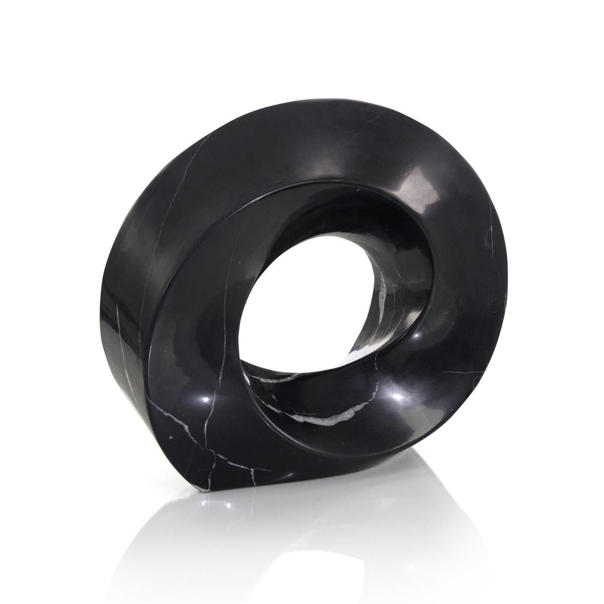 Twisted Ring Black Marble Sculpture I – Art by John Richard | Sutter & Vale