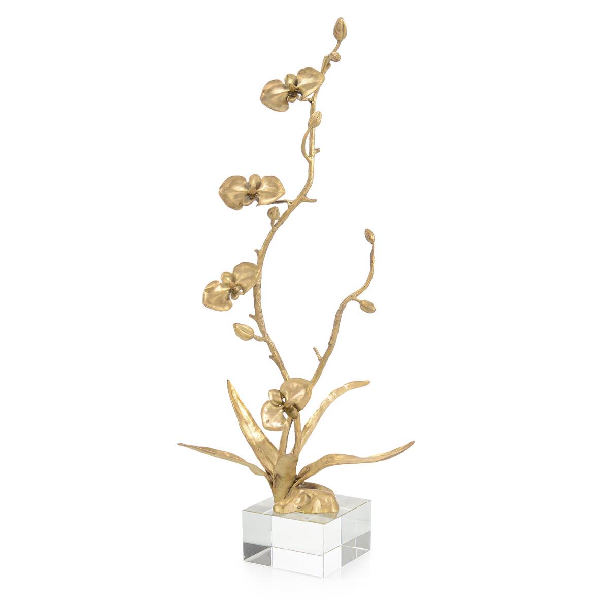 Floral Spire Sculpture on Crystal Base, Brass – Art by John Richard | Sutter & Vale