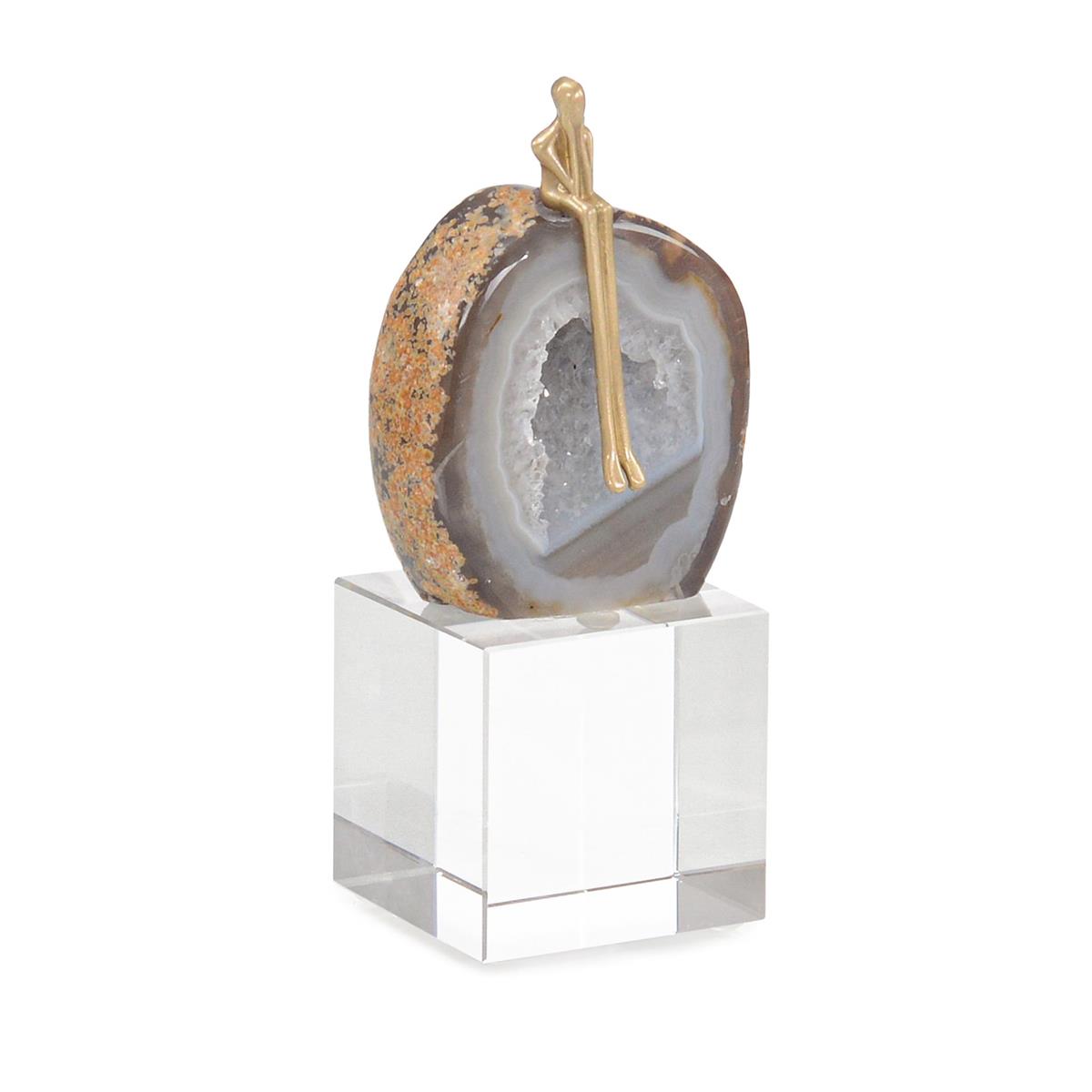 Agate Philosopher Sculpture on Crystal Base, Large – Art by John Richard | Sutter & Vale