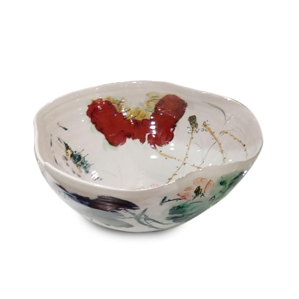Curled-Rim Porcelain Bowl