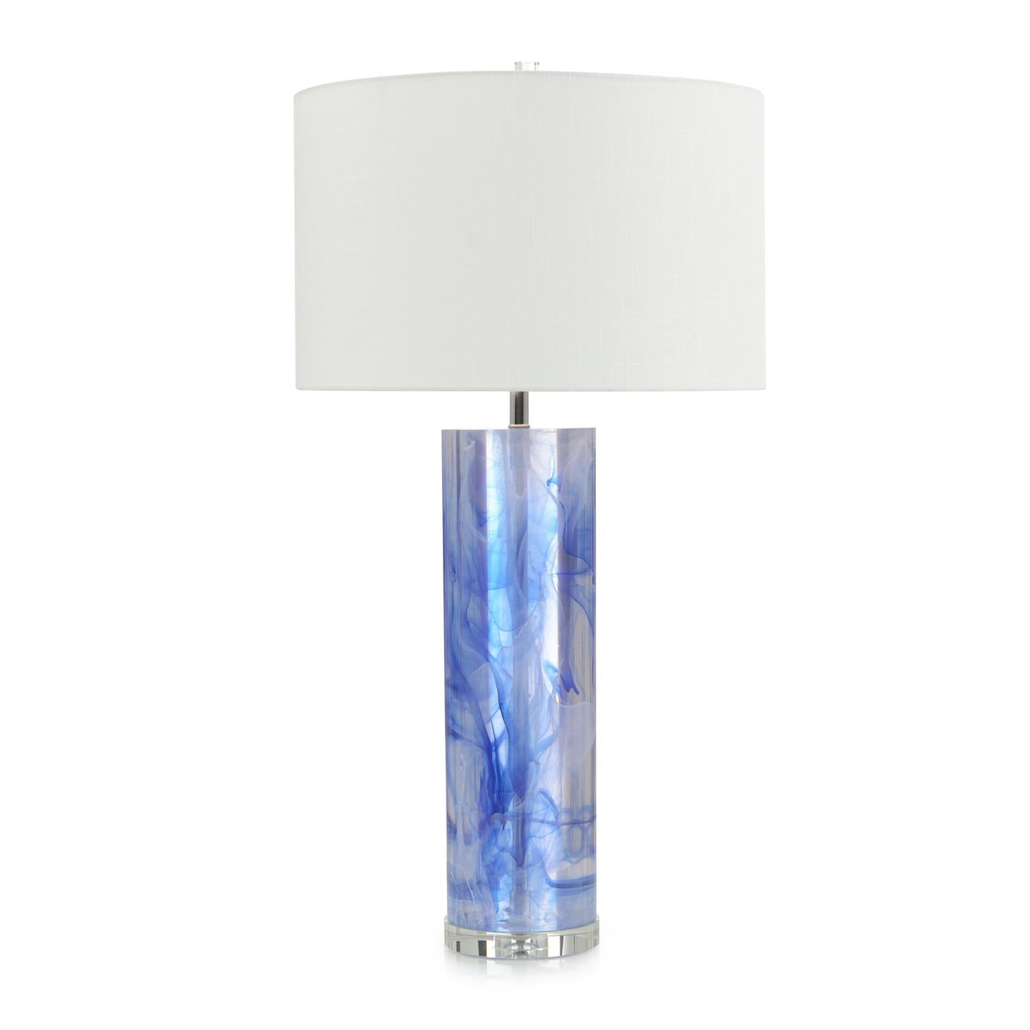 Cylinder Blue and Clear Resin Table Lamp