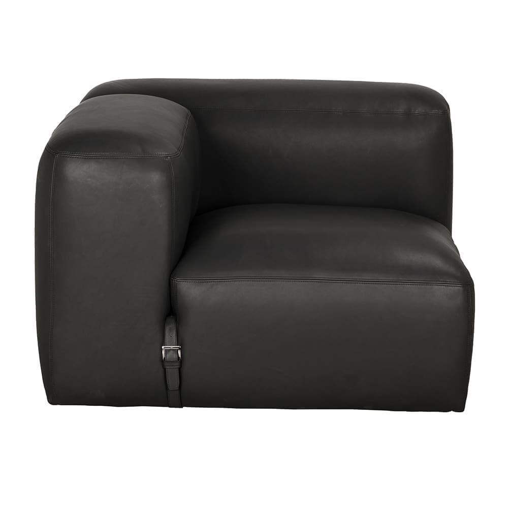 Augustus Modular Sofa, Left Corner, Santosa Matte Black Leather