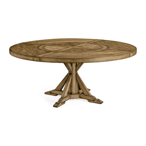 Medium Brown Driftwood Round Dining Table with Inbuilt Lazy Susan 72" – Dining Tables by Jonathan Charles | Sutter & Vale