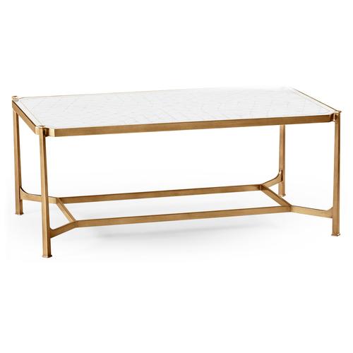Églomisé & Gilded Iron Rectangular Coffee Table – Coffee Tables by Jonathan Charles | Sutter & Vale