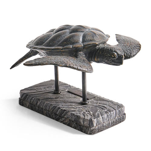 Sea Tortoise Bronze Statue with Marble Base – Bedroom by Jonathan Charles | Sutter & Vale