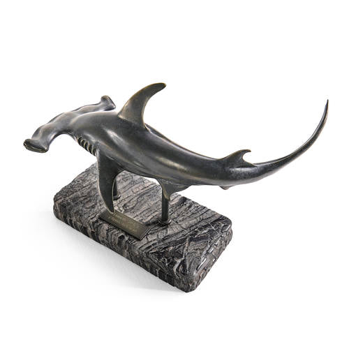 Arc Hammerhead Shark Bronze Statue with Marble Base – Bedroom by Jonathan Charles | Sutter & Vale