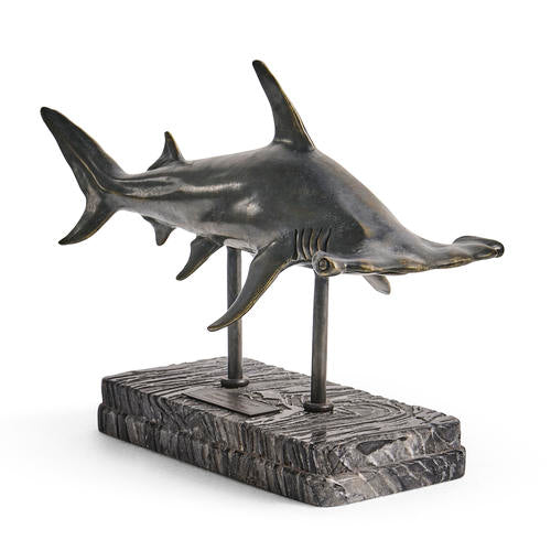 Glide Hammerhead Shark Bronze Statue with Marble Base – Accent Chairs by Jonathan Charles | Sutter & Vale