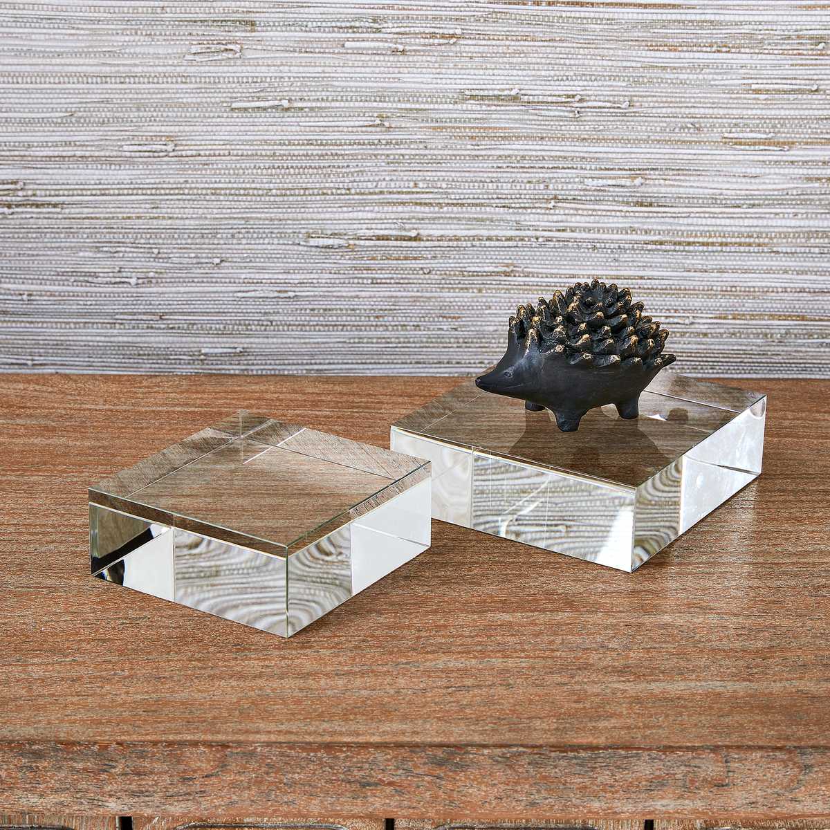 Square Risers/Sculptures, S/2 - Crystal