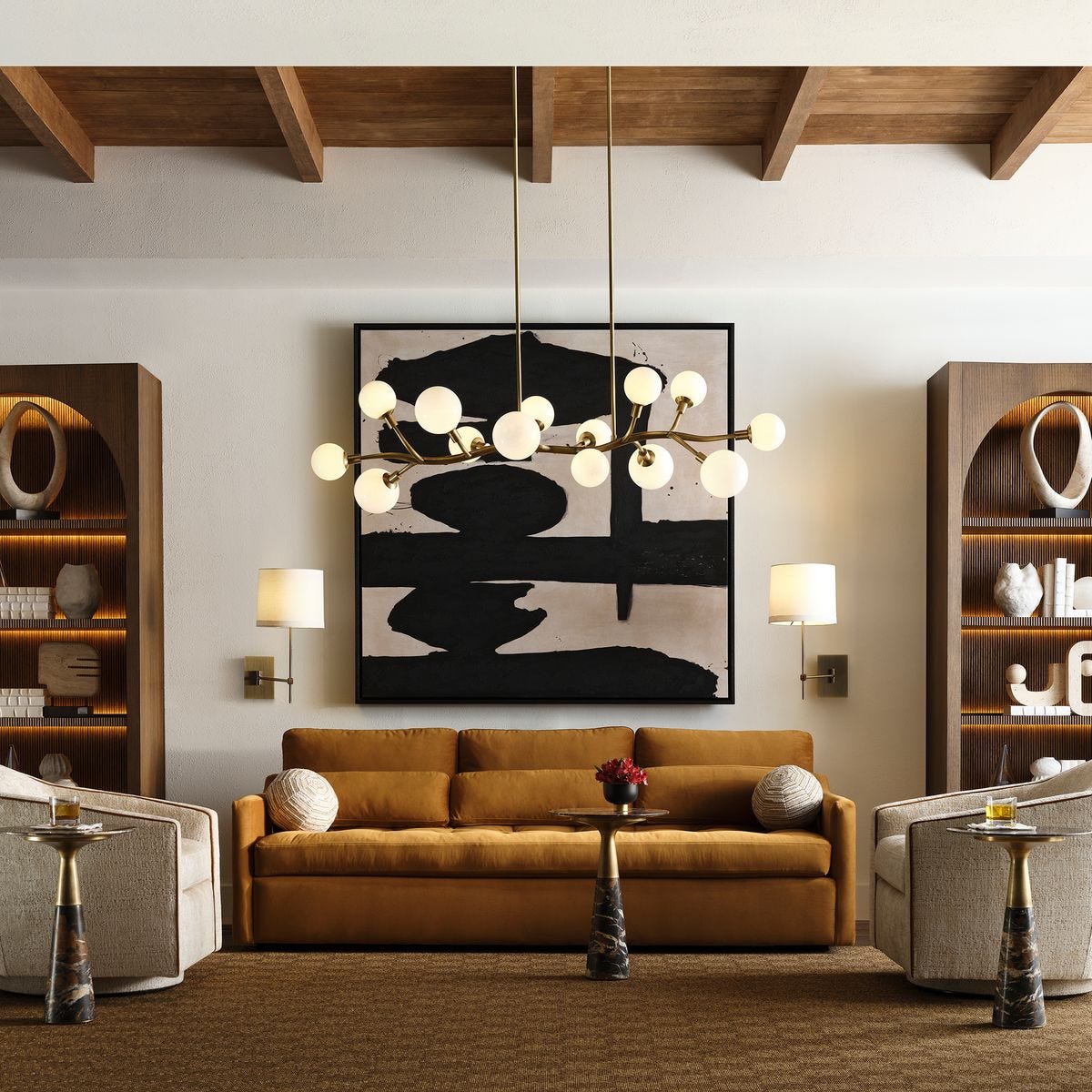 Meandering, 14 Lt Pendant - Brass