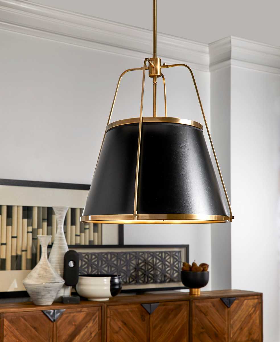 Leather Classic, 4 Lt Pendant - Black