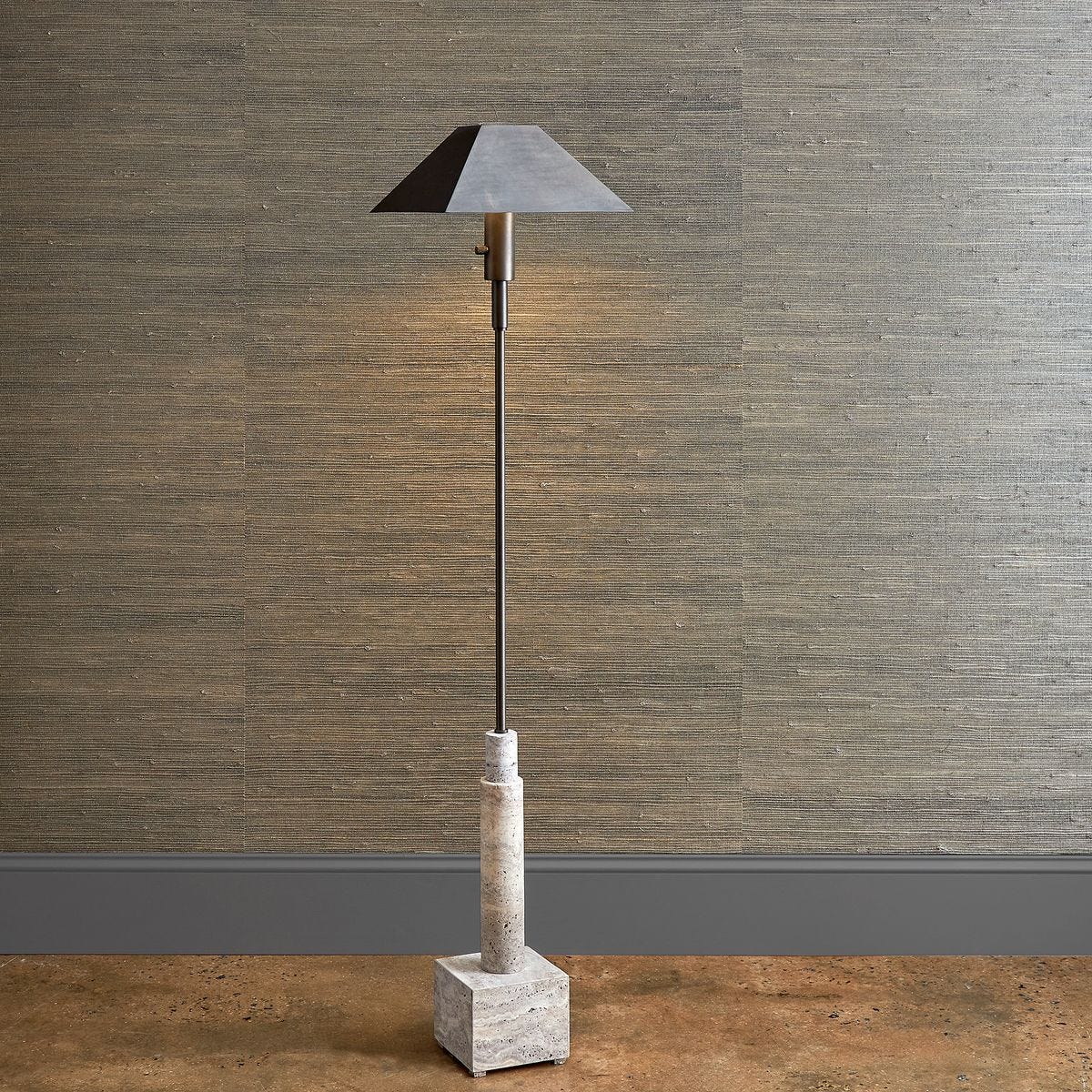 Telescope Floor Lamp - Gray Travertine/Bronze