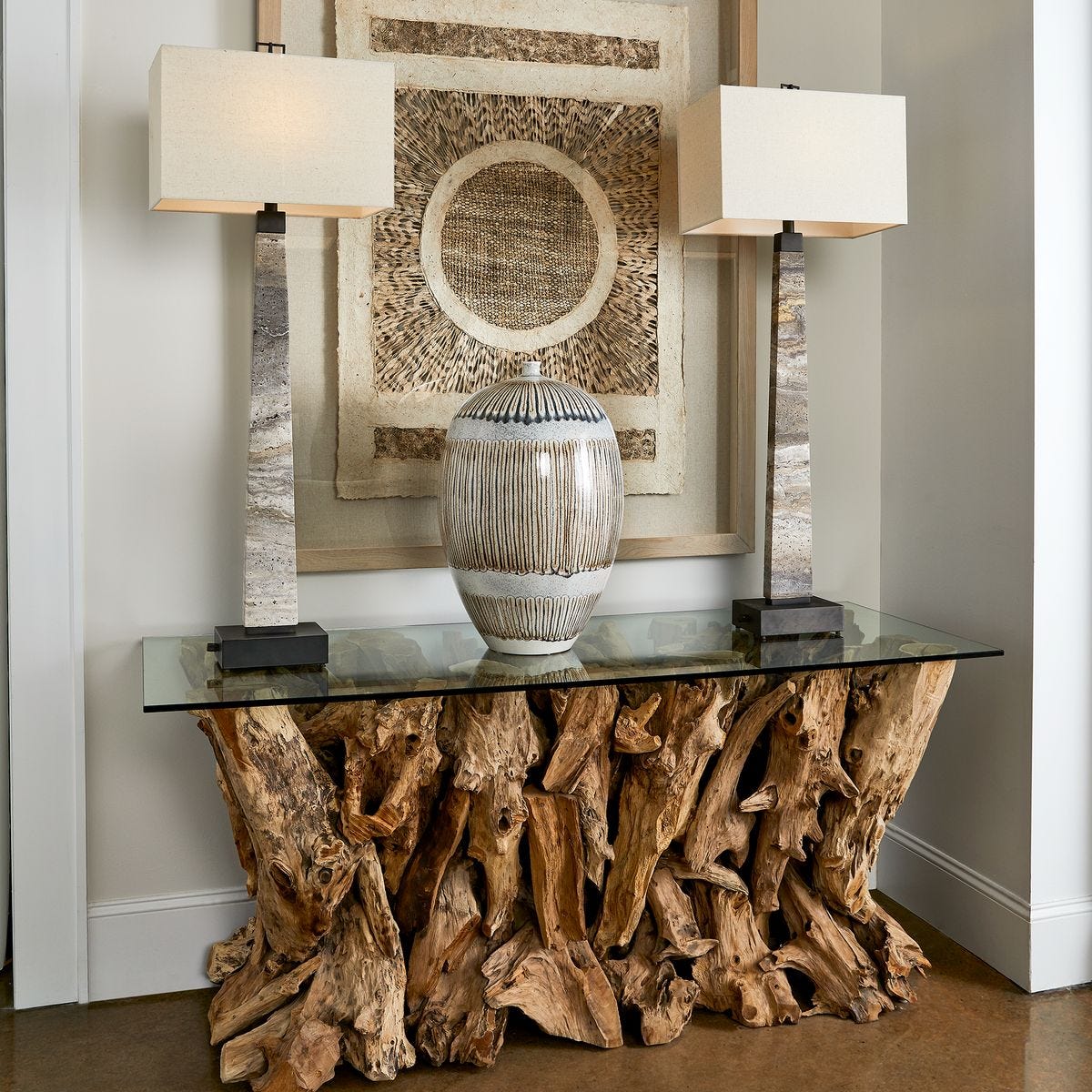 Spire Buffet Lamp - Rustic Gray Stone/Bronze
