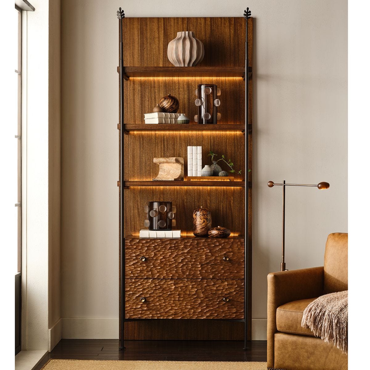 Sapling Lighted Storage Etagere