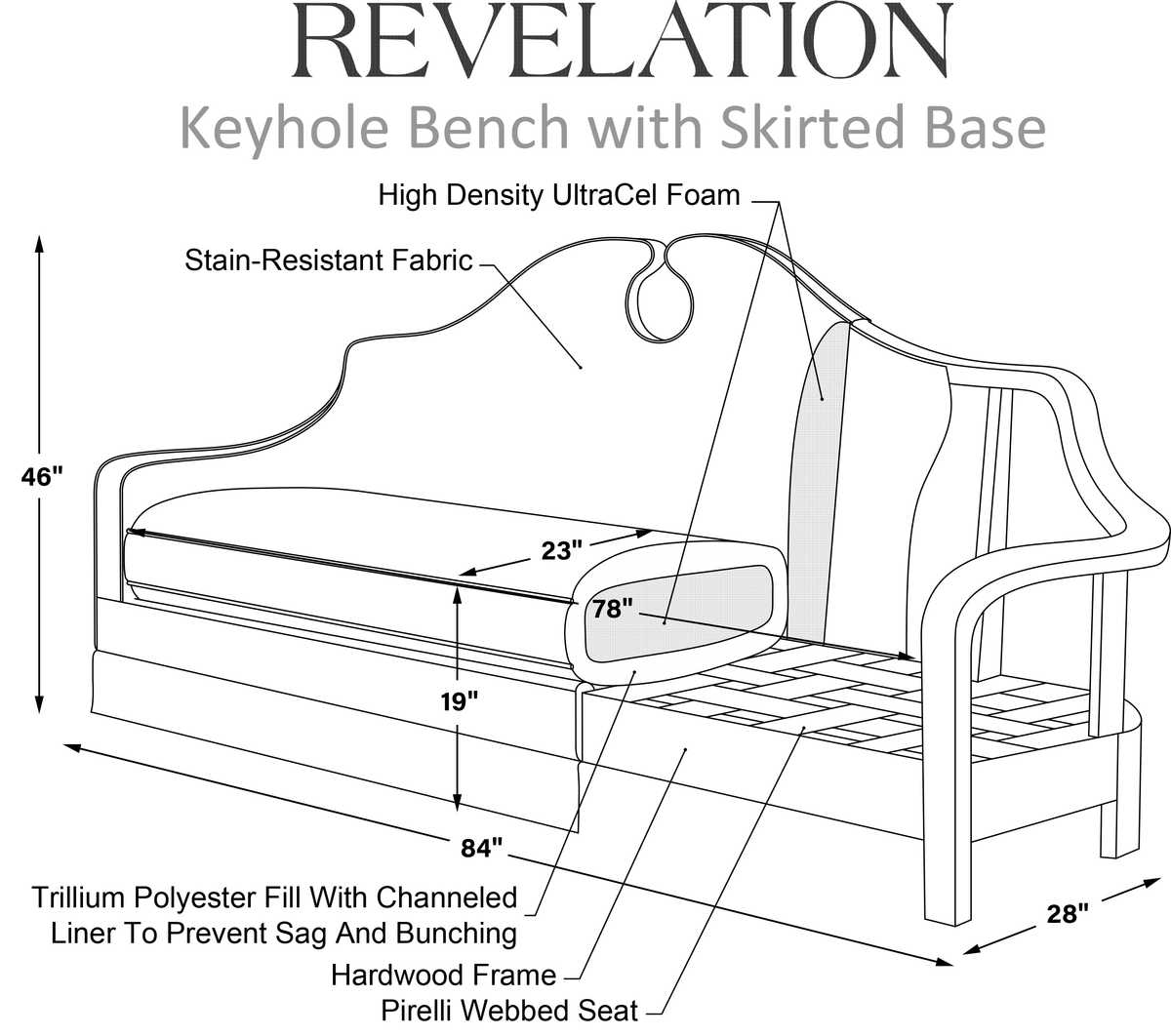 Keyhole Skirted Bench - Buffalo Plaid Neutral