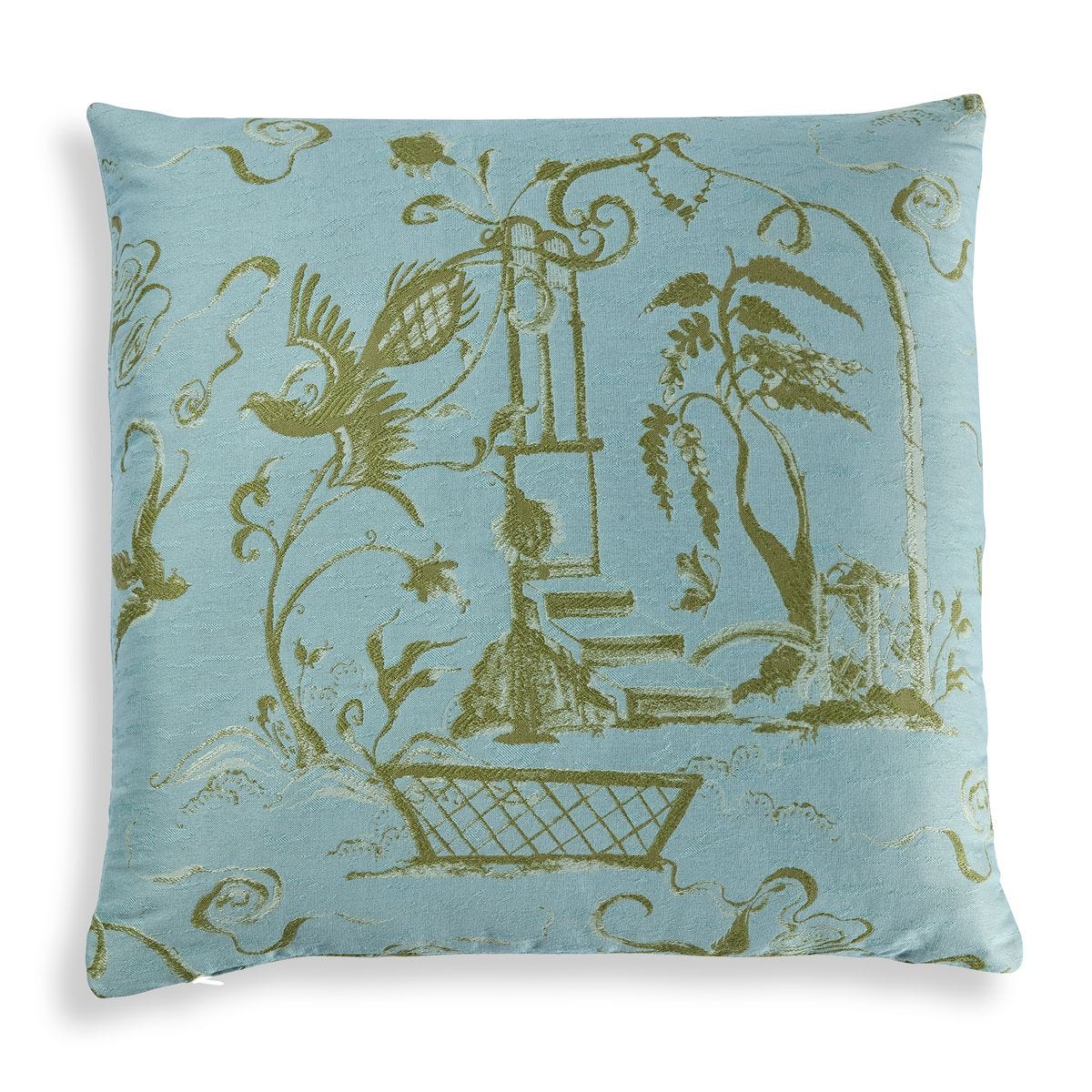 Vintage Folly Pillow - Sky/Olive