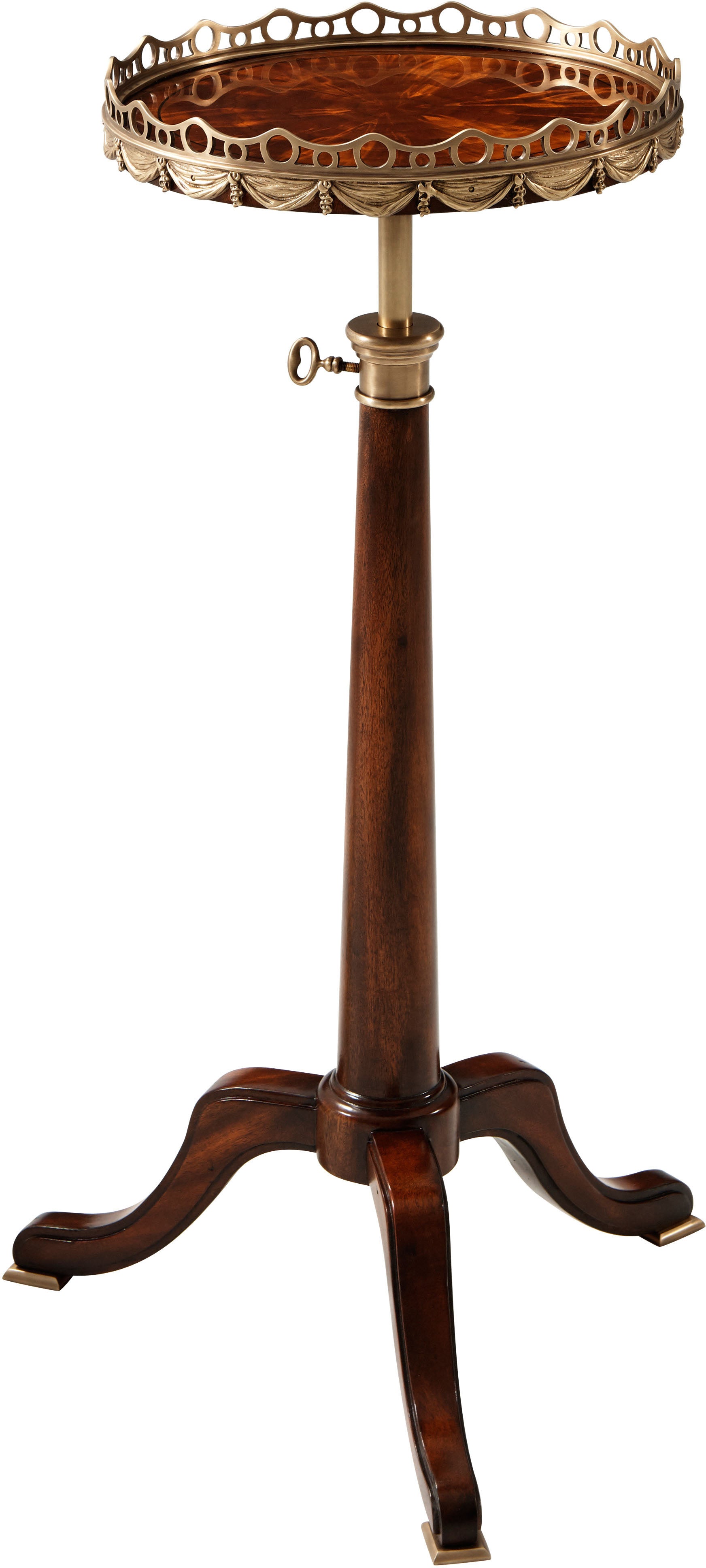 Telescopic Accent Table in Flame Figured Veneer, Mahogany, Brass - Theodore Alexander