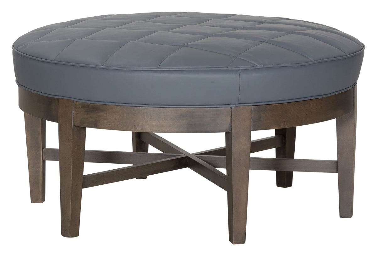 Box Quilted Leather Round Ottoman (L-RQSF-36) - Fairfield Chair