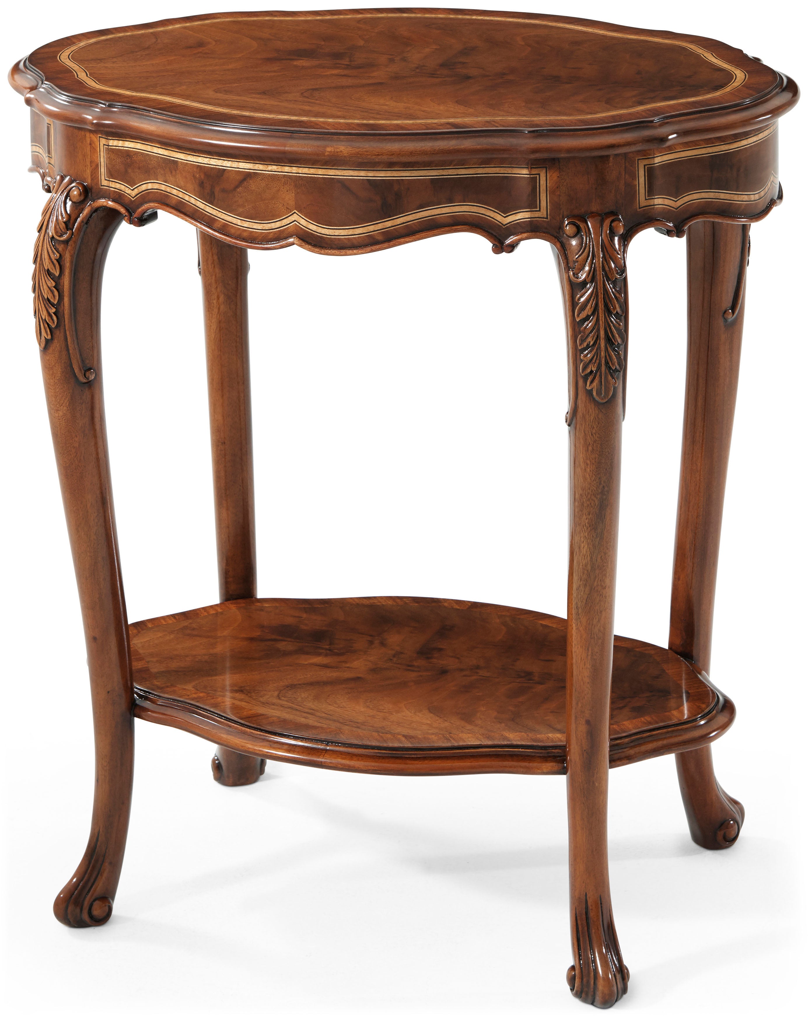 Oval Millard Accent Table in Swirl Walnut Veneer, Primavera Veneer, Mahogany - Theodore Alexander